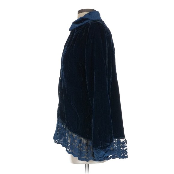 RARE Gypsy Junkies Velvet & Lace Whimsygoth Embroidered Boho Button Up Top S/M - Picture 4 of 10